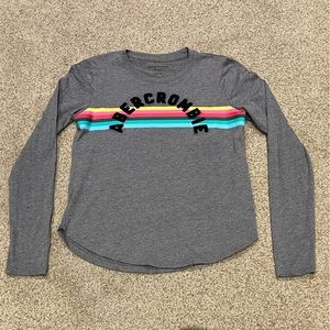Abercrombie Kids Girls Grey Rainbow Long-Sleeve T-Shirt - size 11/12